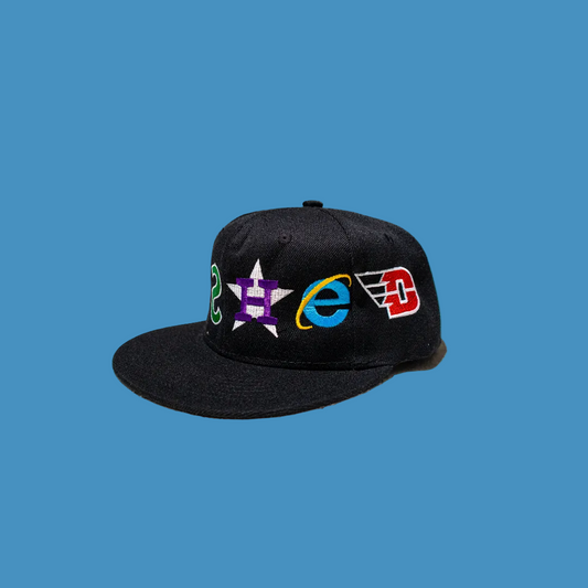 BLACK "WASHED" FITTED HATS